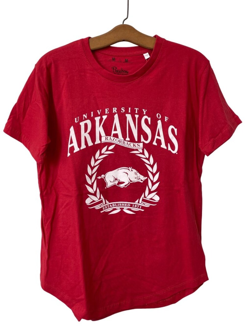 Pressbox Graphic Tee Medium University Of Arkansas Razorbacks Crewneck Red NEW